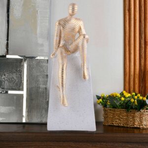 Men Sitting on Ball Showpiece for Home Decor Showpiece, Atlas Sculpture for Office Table Décor multicolour